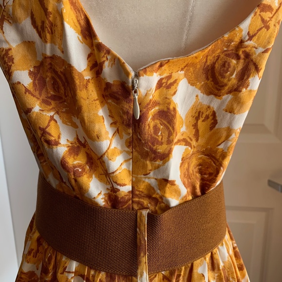 Forever 21 NEW Floral Sleeveless Mini Dress Medium Gold Brown Flare Contemporary - Picture 7 of 10